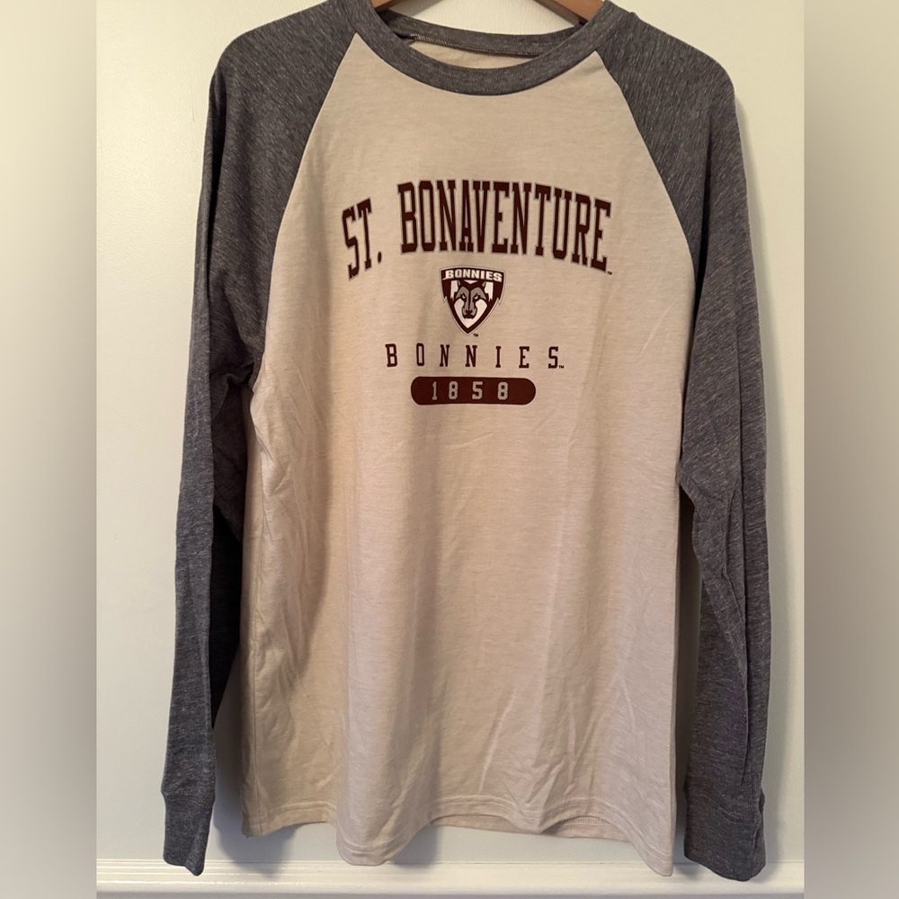 St. Bonaventure University Raglan Sleeve Long Sleeve Tee size large